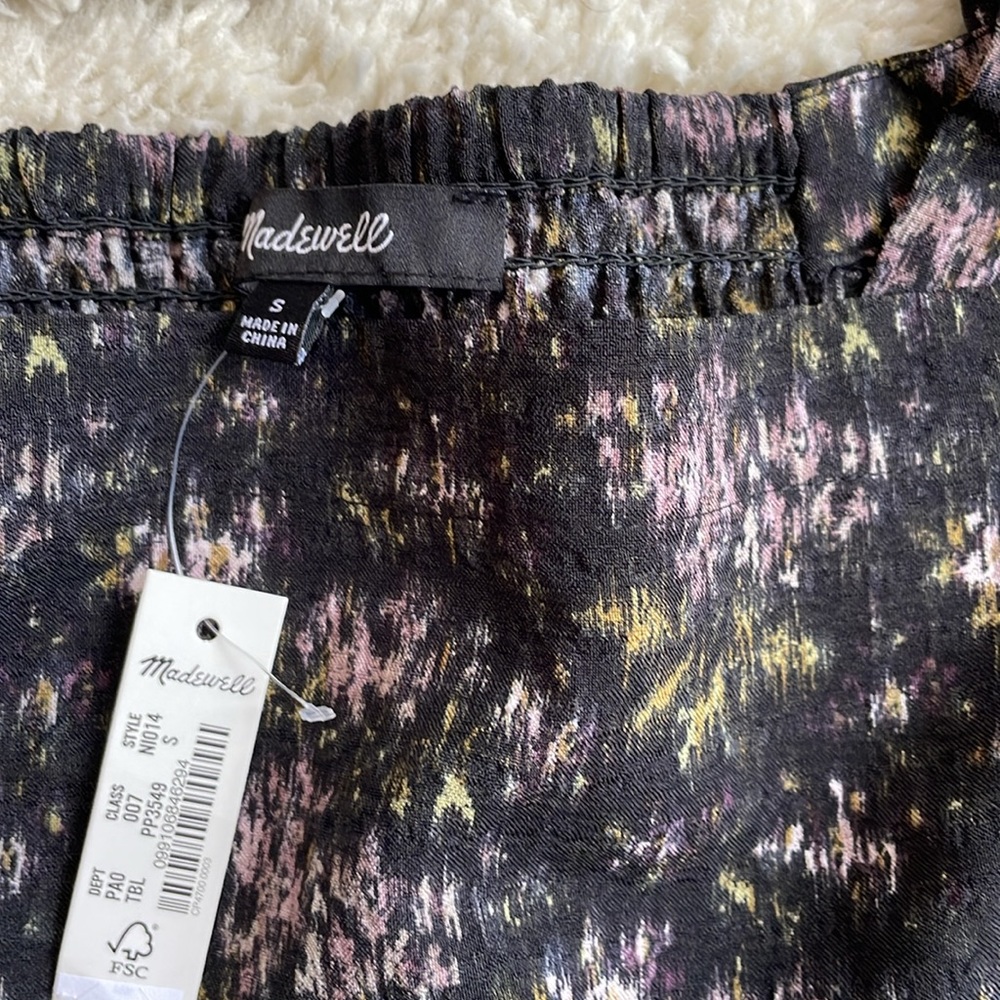 Madewell hopewell puff sleeve top blurred ikat - Picture 4 of 6
